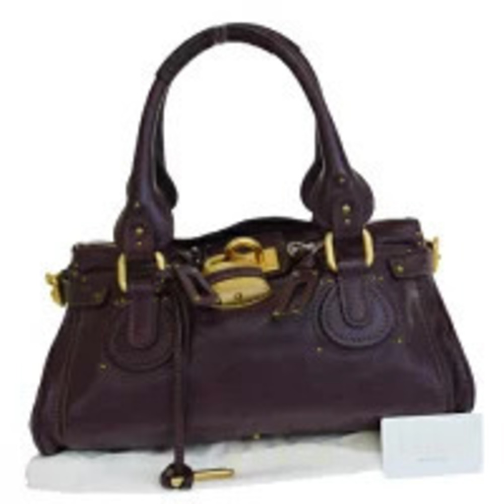 Chloe Paddington Handbag purple leather padlock